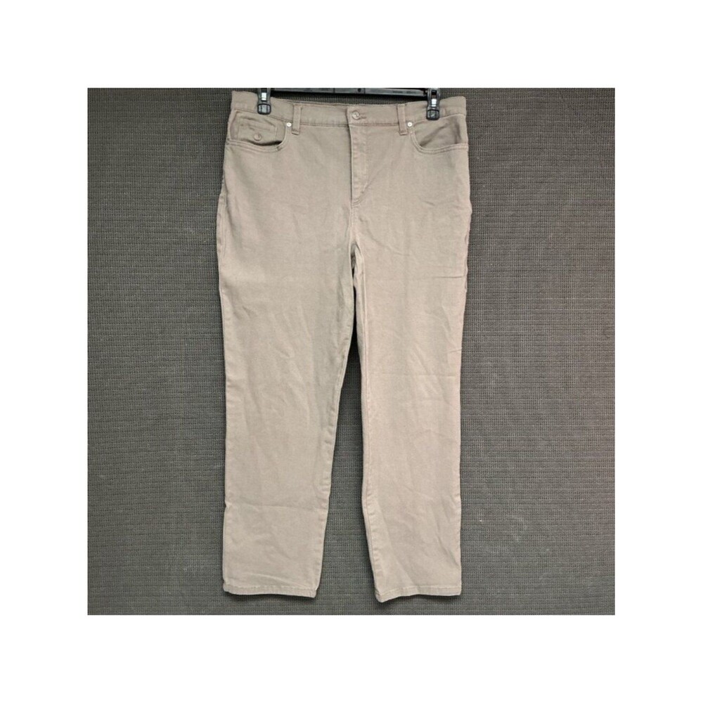 Gloria Vanderbilt Amanda Beige Cotton-Blend Womens Pants Size 14 Short